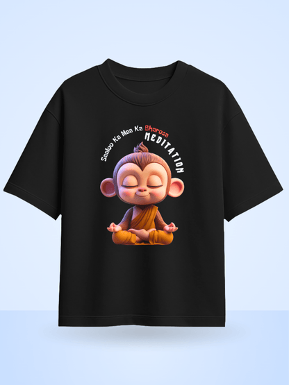 Saaloo Ka Maa Ka Bharosa Meditation Front Printed Oversized Tshirt