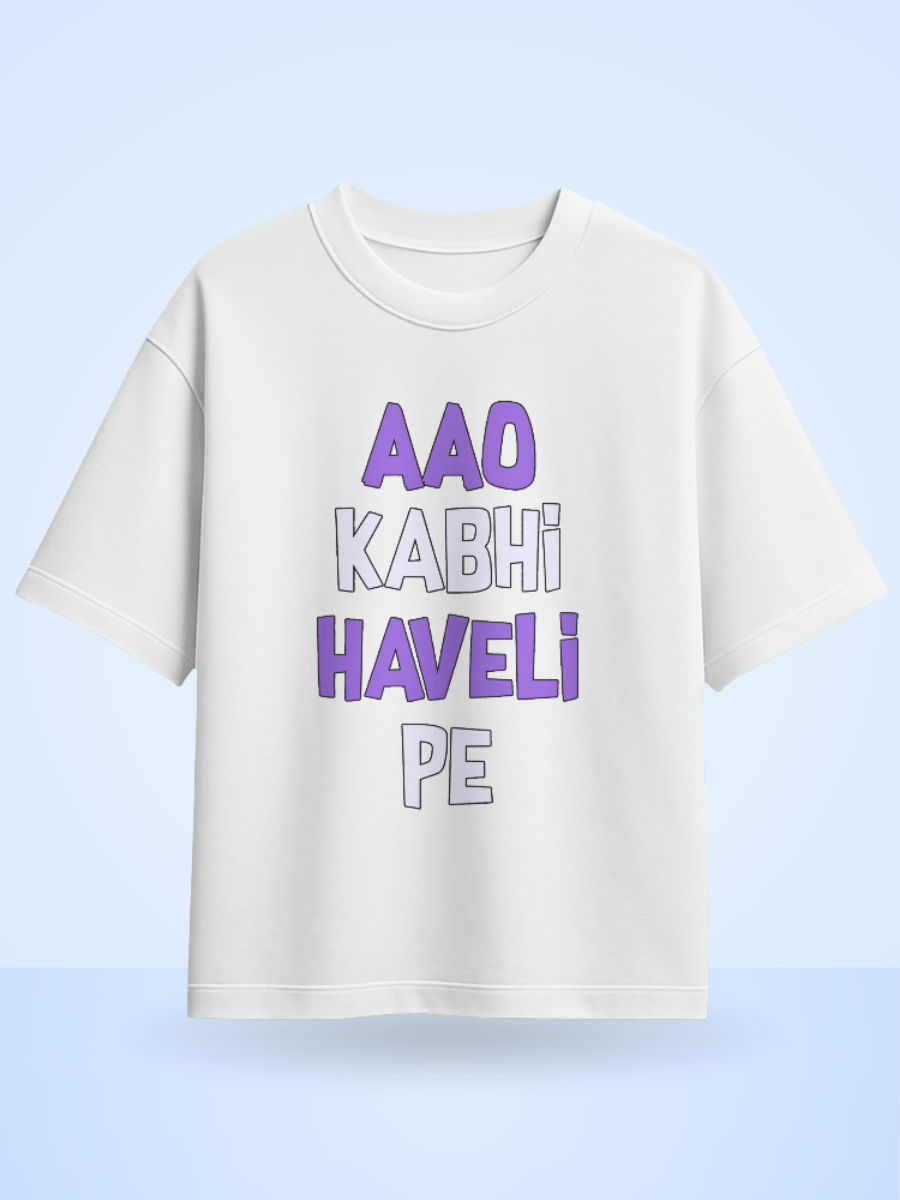 Unisex Aao Kabhi Haveli Pe Front Printed Oversized T-Shirt