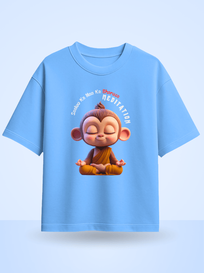 Saaloo Ka Maa Ka Bharosa Meditation Front Printed Oversized Tshirt