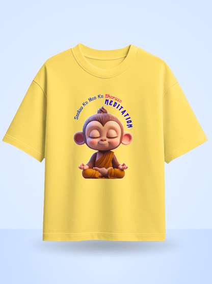 Saaloo Ka Maa Ka Bharosa Meditation Front Printed Oversized Tshirt