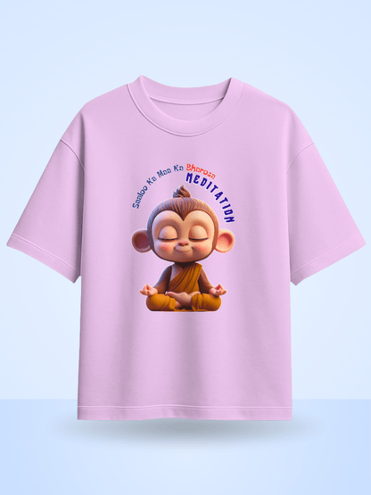 Saaloo Ka Maa Ka Bharosa Meditation Front Printed Oversized Tshirt