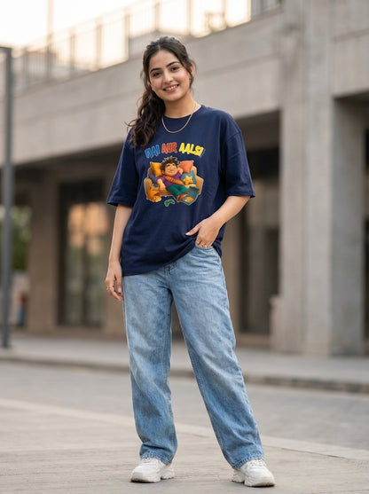 Mai AUR AALSI ! Front Printed Oversized Tshirt