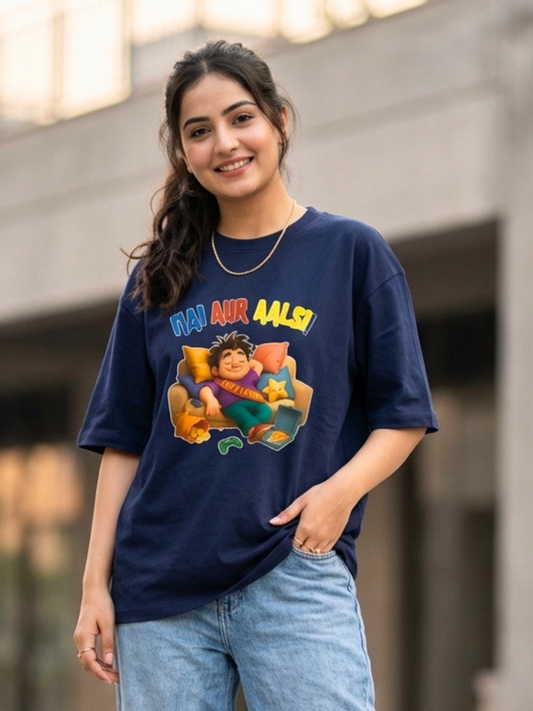 Mai AUR AALSI ! Front Printed Oversized Tshirt