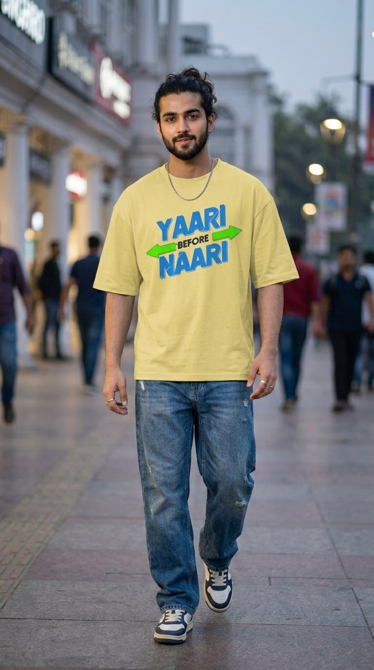 Unisex Yaari Before Naari Fornt Printed Oversized T-Shirt