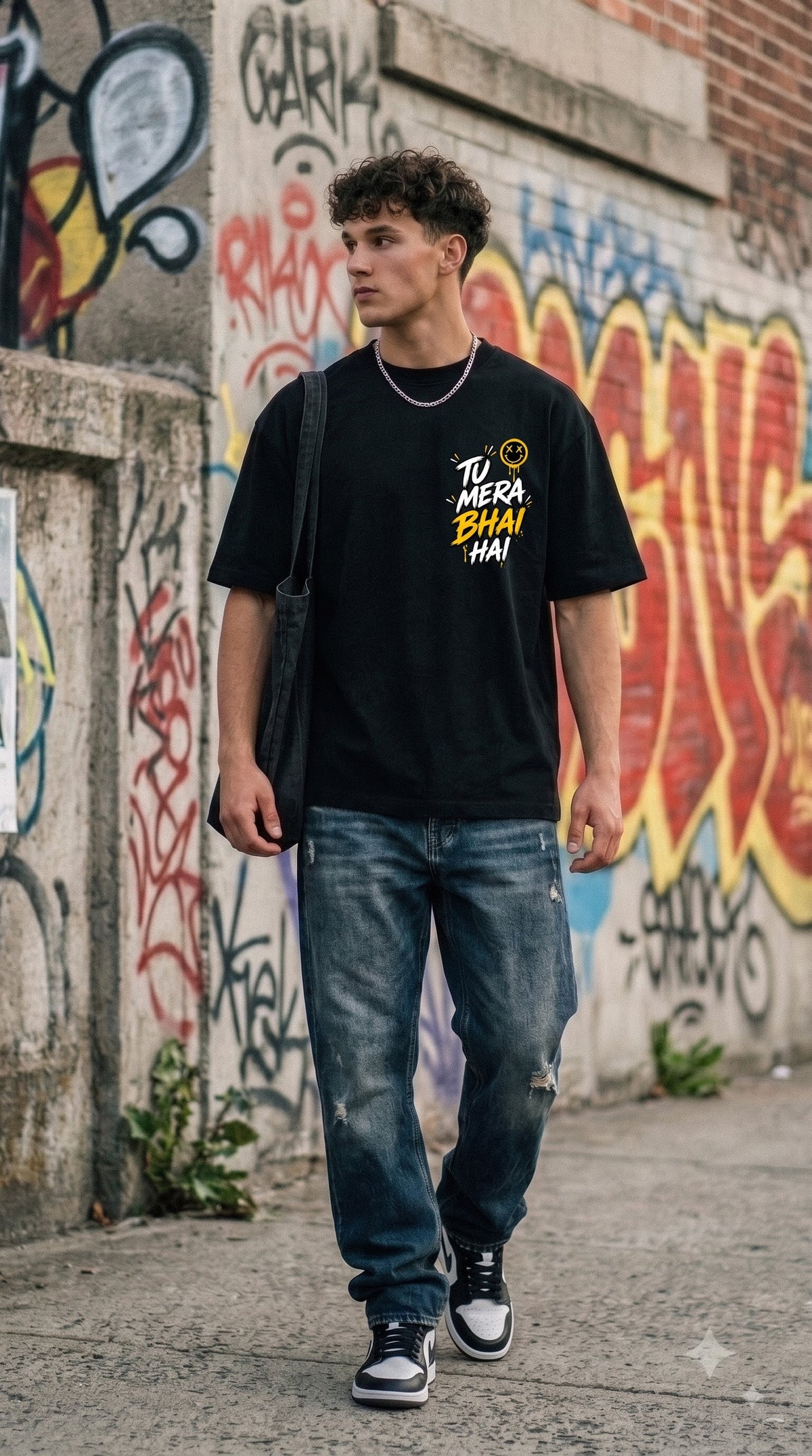 Tu Mera BHai Hai" Oversized   T-Shirt – Heavyweight Cotton Streetwear