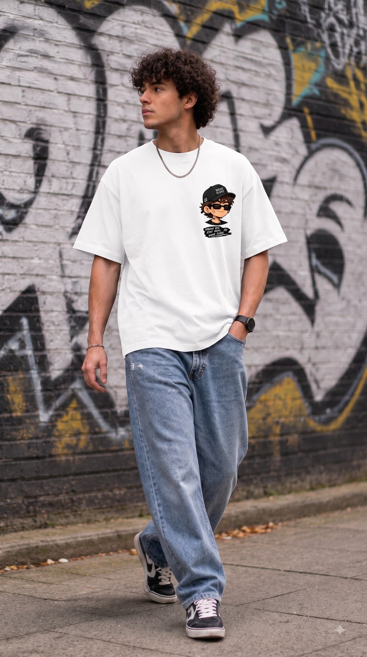 WEAR FLUKE" Anime Printed Oversized T-shirt – Heavyweight Cotton Streetwear