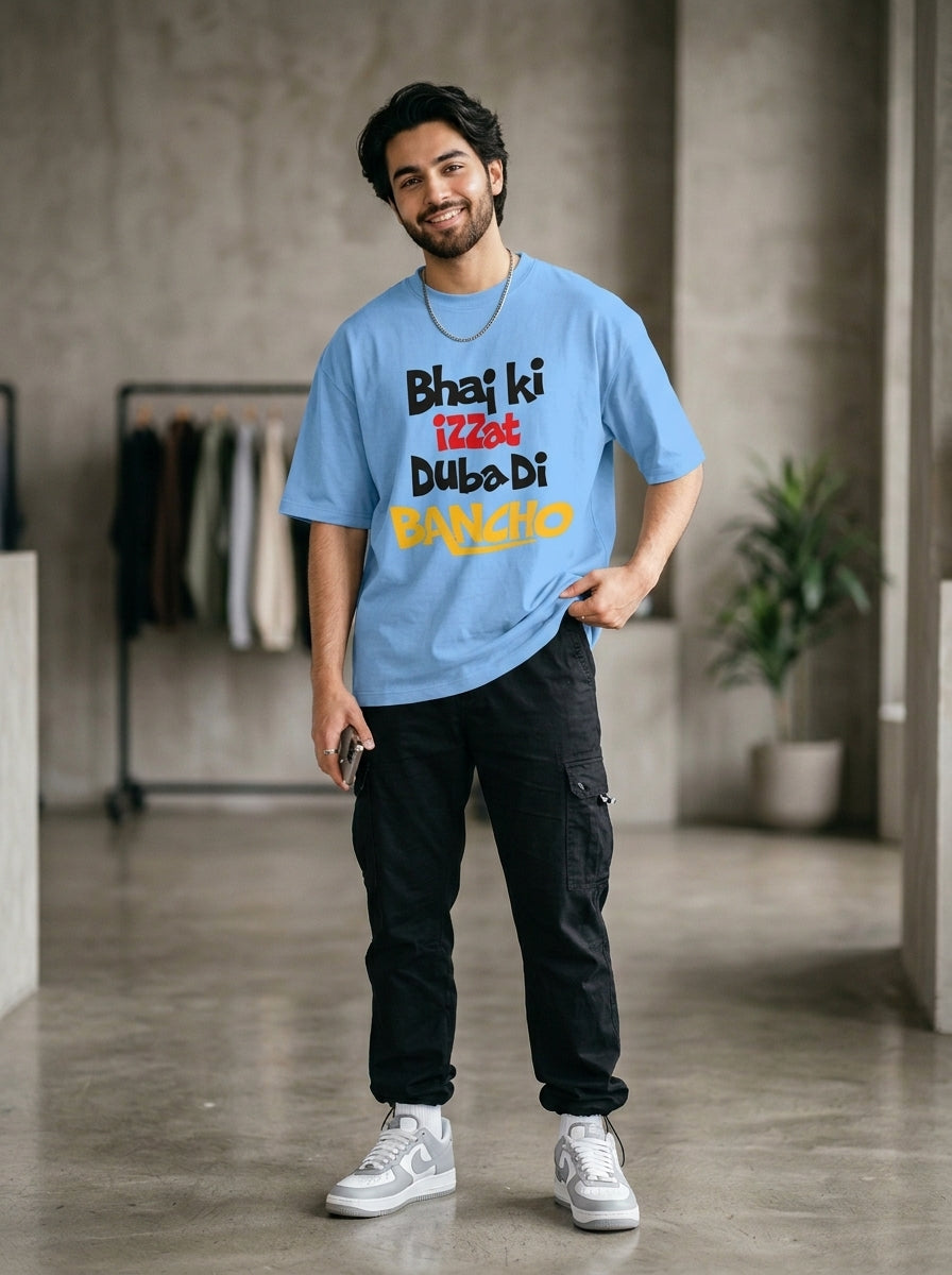 Bhai Ki Izzat Duba di Bancho Front Printed Oversized T-Shirt