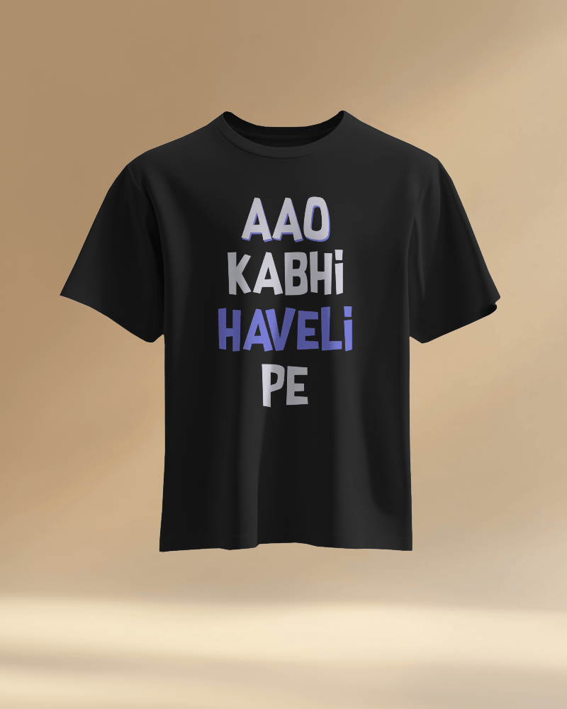 Unisex Aao Kabhi Haveli Pe Front Printed Oversized T-Shirt