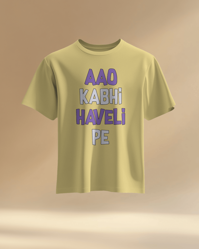 Unisex Aao Kabhi Haveli Pe Front Printed Oversized T-Shirt