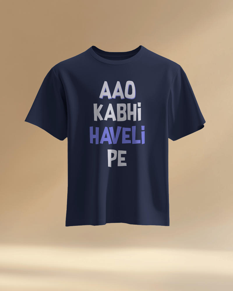 Unisex Aao Kabhi Haveli Pe Front Printed Oversized T-Shirt