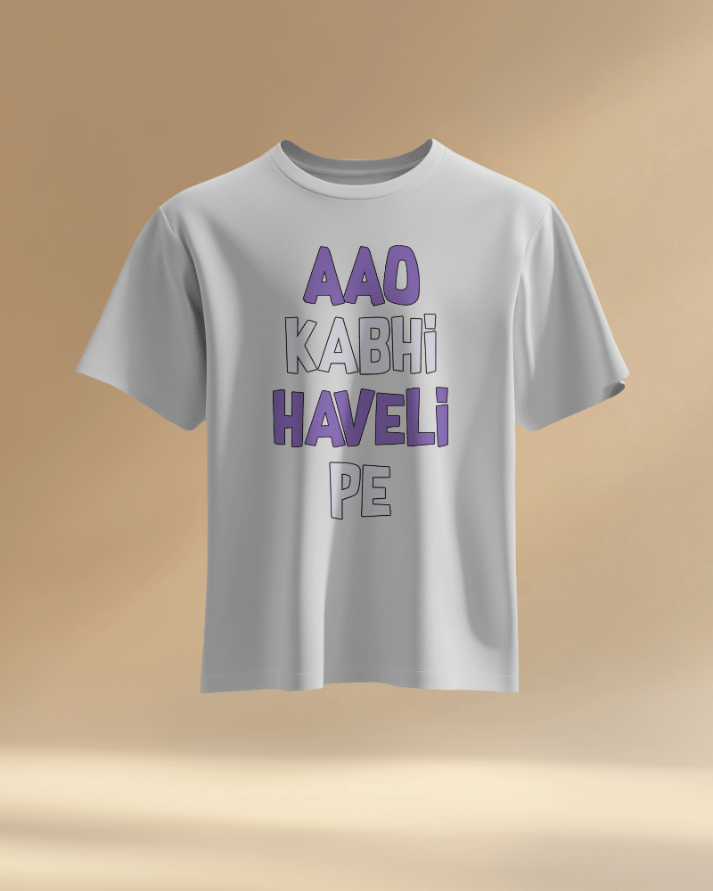 Unisex Aao Kabhi Haveli Pe Front Printed Oversized T-Shirt