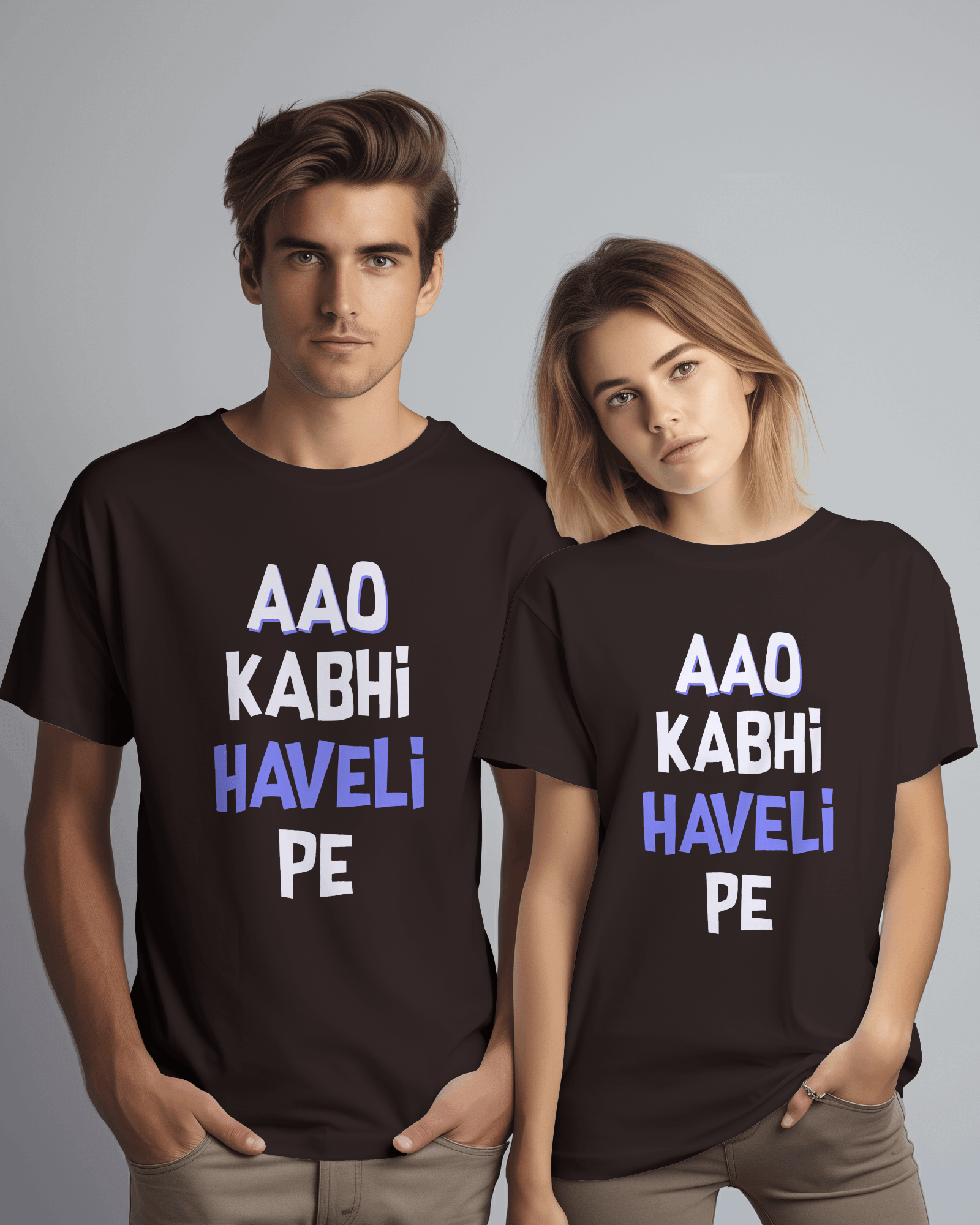 Unisex Aao Kabhi Haveli Pe Front Printed Oversized T-Shirt
